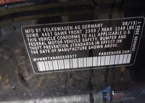 2014 Volkswagen Cc 2.0T Sport z USA, uszkodzony, nr VIN WVWBP7AN6EE505977